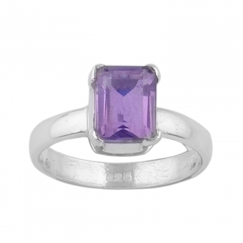 Pure silver classic amethyst ring